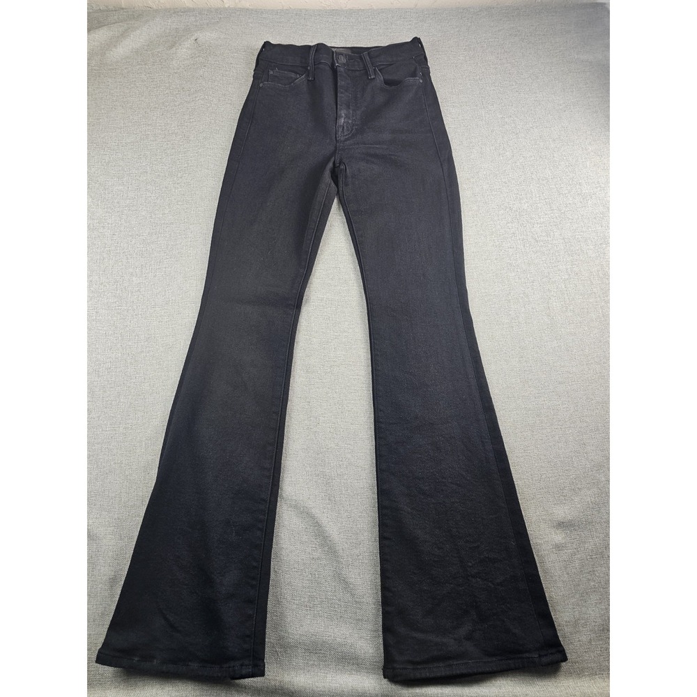 MOTHER The Weekender Flare Jeans Womens 26 Black Stretch Denim Nighty Night